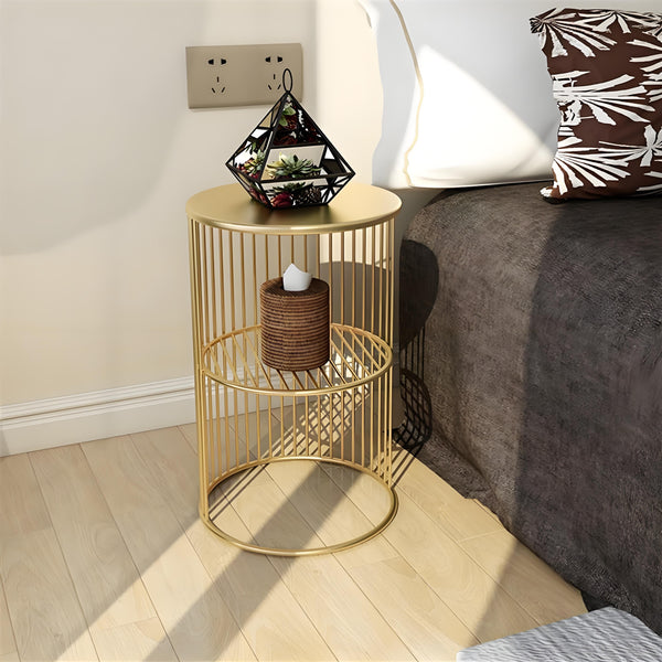 Round Side Table Bedside Bedroom Lounge Furniture Gold Side Tables