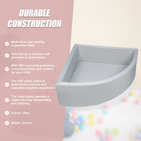 Corner Ball Pit Playpen Enclosure Grey Baby Playpens
