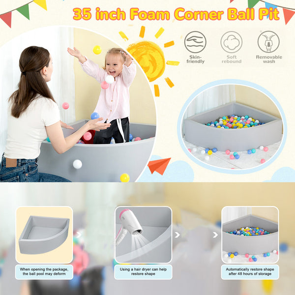 Corner Ball Pit Playpen Enclosure Grey Baby Playpens