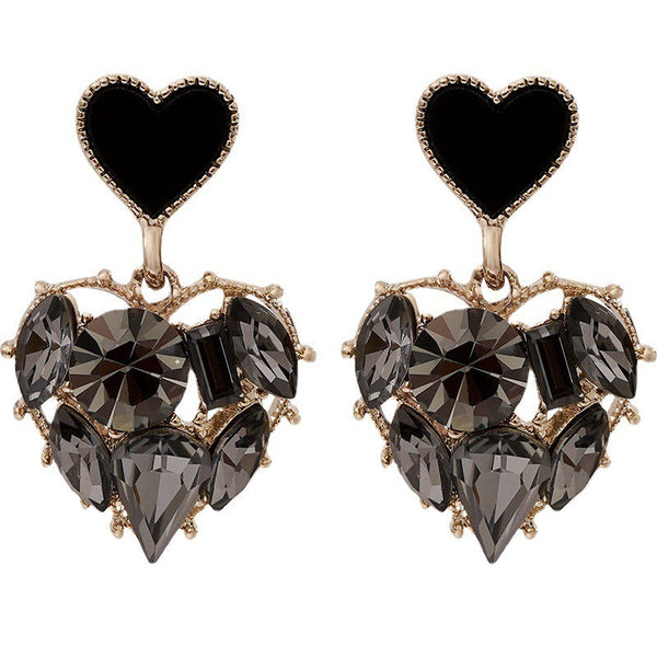 Veile Studios High Grade Black Heart Shaped For Women Fashion Commuting Style Earrings
