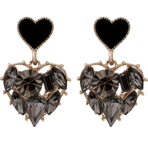 Veile Studios High Grade Black Heart Shaped For Women Fashion Commuting Style Earrings
