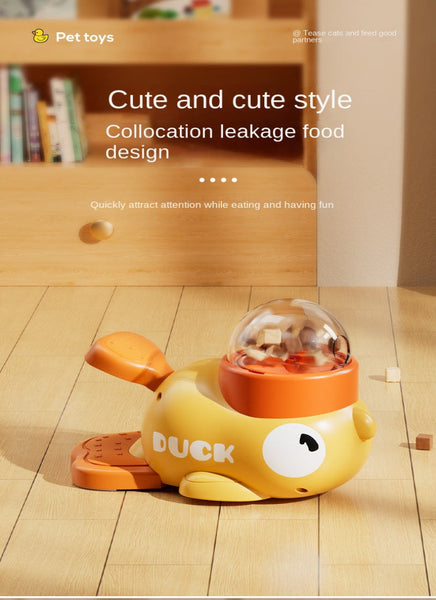 Pet Dog Automatic Feeder Cat Self Entertainment Toy Snack Freeze Dried Food Dispenser Yellow Duck Dog Automatic Feeders