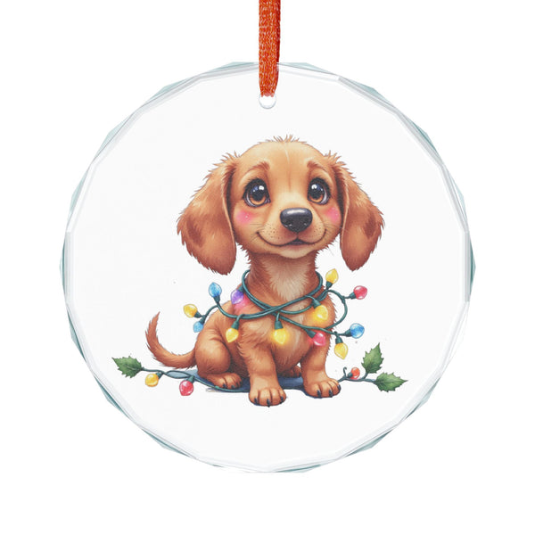 Crystal Glass Ornament Cute Dachshund Christmas Tree Decoration Dog Lover Gift Holiday Lights Seasonal Decorations