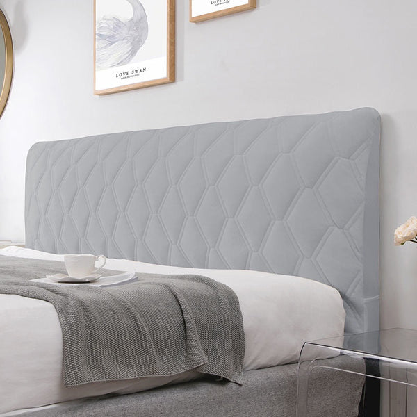 Light Gray Zigzag Pattern Quilted Velvet Bed Headboard Cover 190X70cm Headboards & Footboards