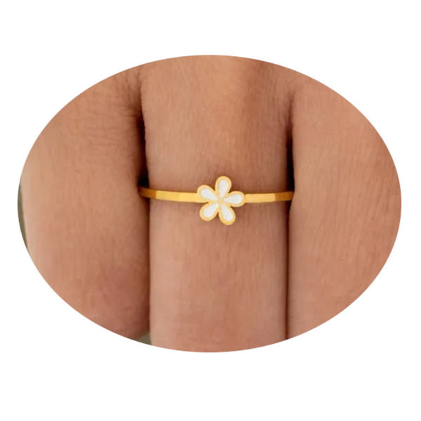 925 Sterling Silver Enamel Flower Ring Rings