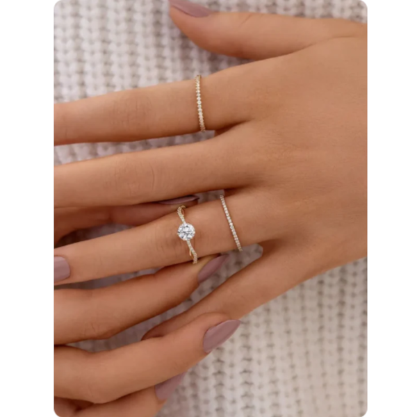 925 Sterling Silver Inlaid Zircon Ring Rings