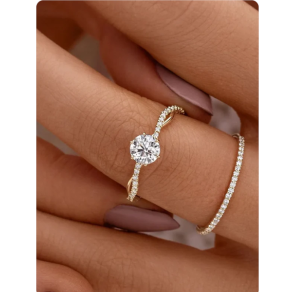 925 Sterling Silver Inlaid Zircon Ring Rings