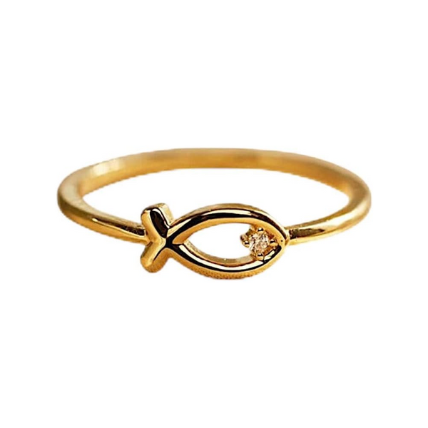 925 Sterling Silver Inlaid Zircon Fish Ring Rings