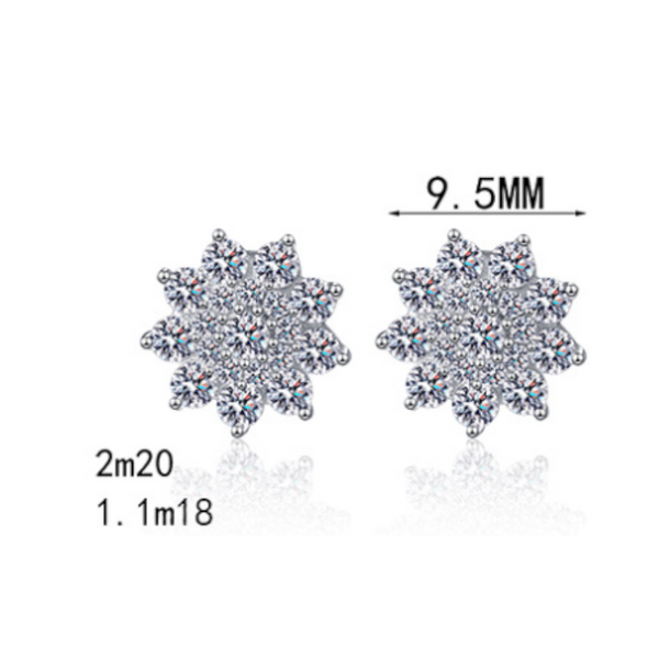 925 Sterling Silver Moissanite Zircon Stud Earrings