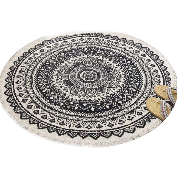 92 X 92Cm Retro Bohemian Carpet Hand Woven Cotton Linen Rug Bedside Geometric Floor Mat Living Room Bedroom Decor Ver 24 Rugs
