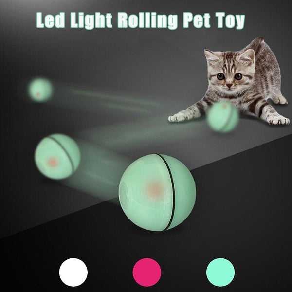 Smart Interactive Pet Ball Automatic Rolling Usb Rechargeable Led Light Toy Cat Toys