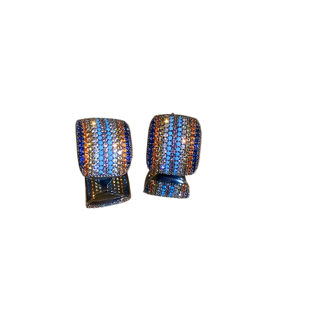 Contrast Inlaid Zircon Earrings