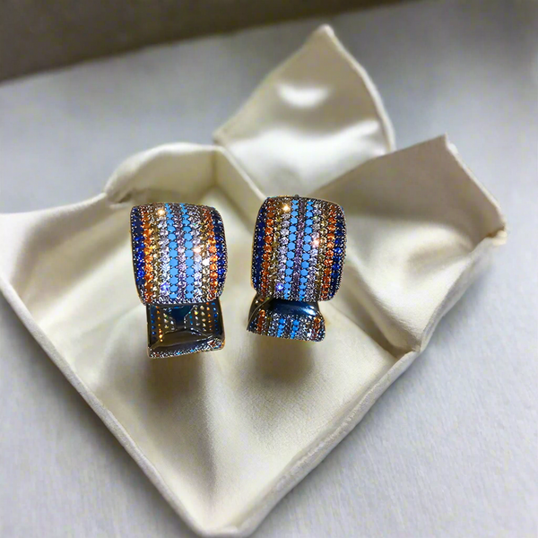 Contrast Inlaid Zircon Earrings