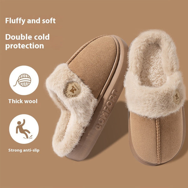 New Plush For Women And Men Winter Warm Home Indoor Fleece Shoes Slippers