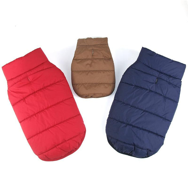Red / Blue Brown Winter Pet Dog Jacket With Soft Lining Clips Dog Clothing & Shoes