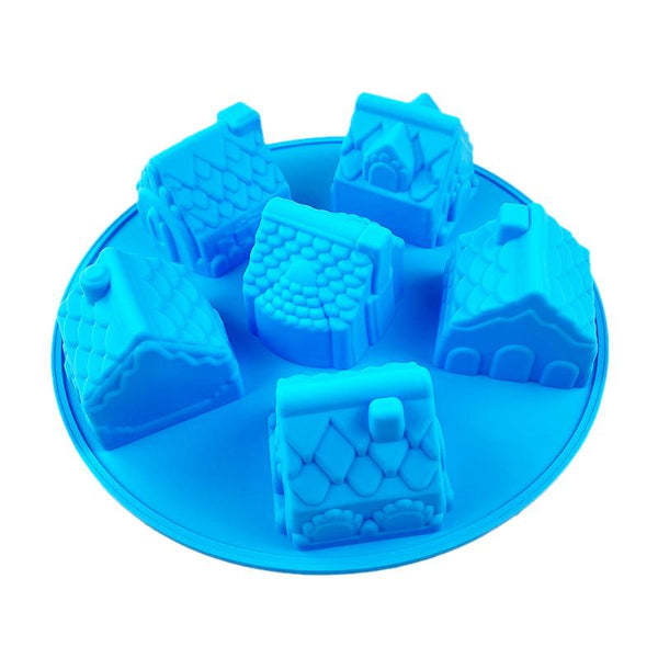 Muffin Pans & Baking Moulds Silicone 3D Christmas Mini Gingerbread House Village Cake Chocolate Baking Mold