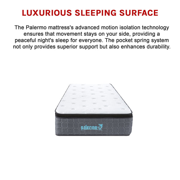 33Cm Mattress Single Euro Top Pocket Spring Motion Isolation Certipur Mattresses
