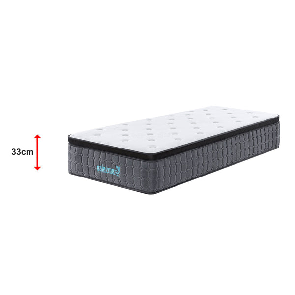 33Cm Mattress Single Euro Top Pocket Spring Motion Isolation Certipur Mattresses