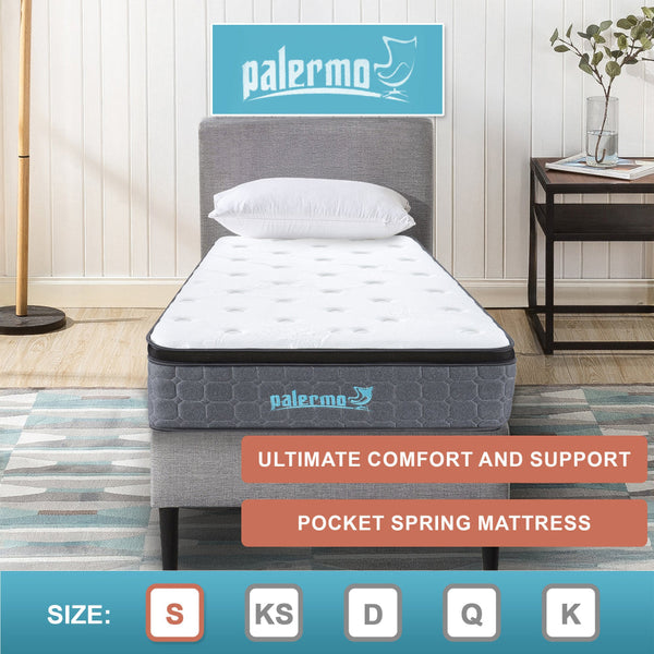 33Cm Mattress Single Euro Top Pocket Spring Motion Isolation Certipur Mattresses