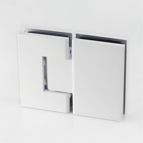 Della Francesca 180 Degree Brass Glass To Shower Door Hinge In White Shower Doors