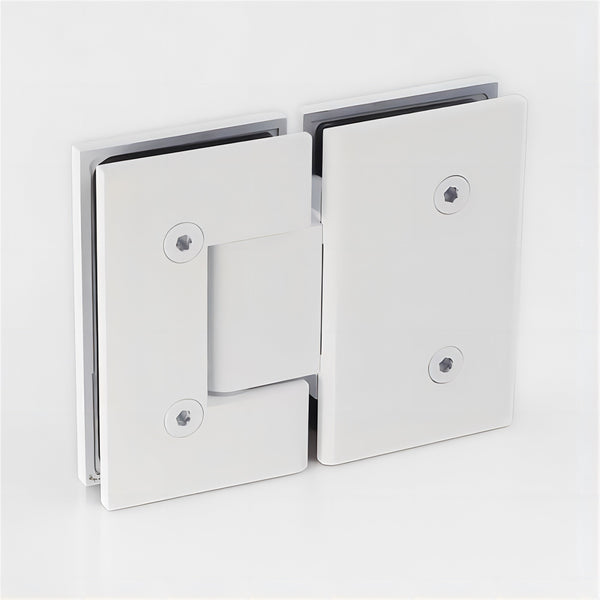 Della Francesca 180 Degree Brass Glass To Shower Door Hinge In White Shower Doors