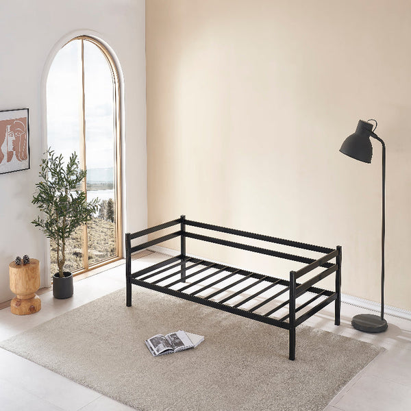Single Daybed Metal Frame Sofa Premium Black Bed Steel Support Single Bed Frames