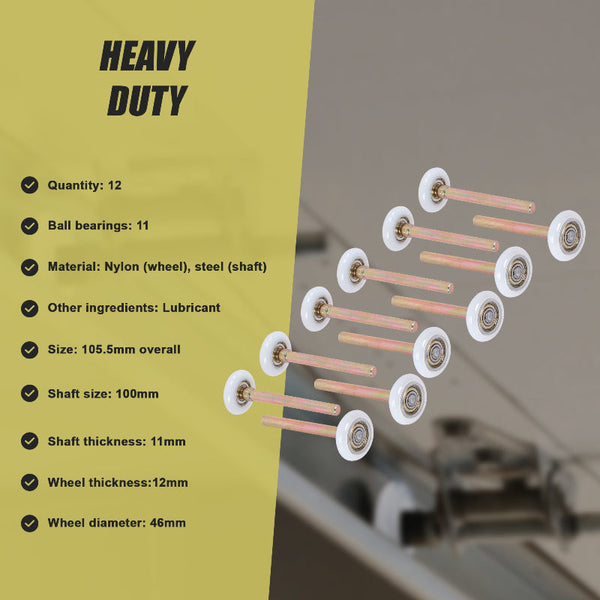 Garage Door Roller / Wheel Heavy Duty 11 Ball Bearing 12 Pack Other Door Hardware