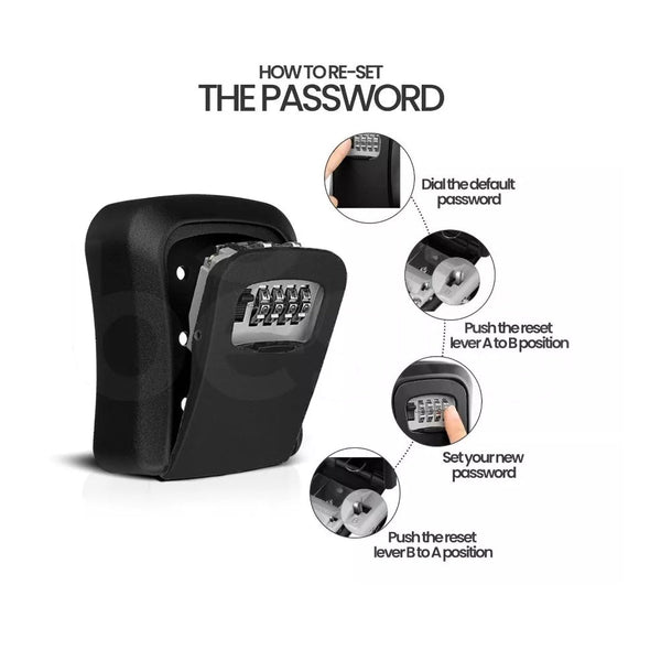 Lock Box Key Safe 4 Combination Outdoor Security Wall Mounted Padlocks