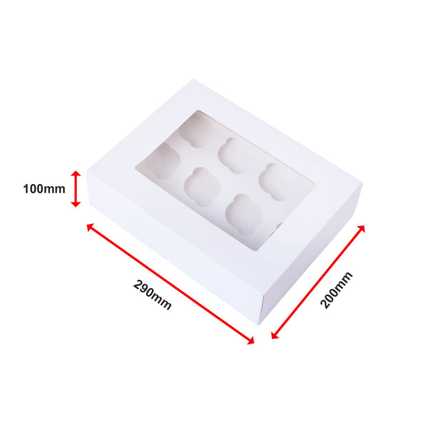 50Pcs Cupcake Boxes 12 Hole Laminated Clear Window Face Favour Baking Cups & Cases