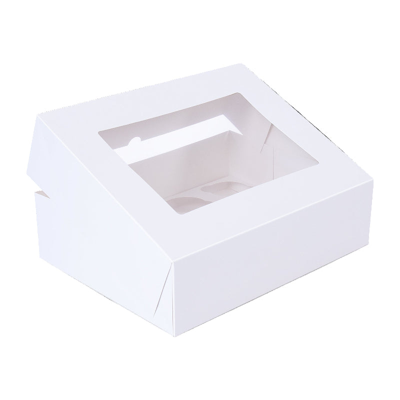 50Pcs Cupcake Boxes 12 Hole Laminated Clear Window Face Favour Baking Cups & Cases