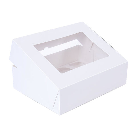 50Pcs Cupcake Boxes 12 Hole Laminated Clear Window Face Favour Baking Cups & Cases