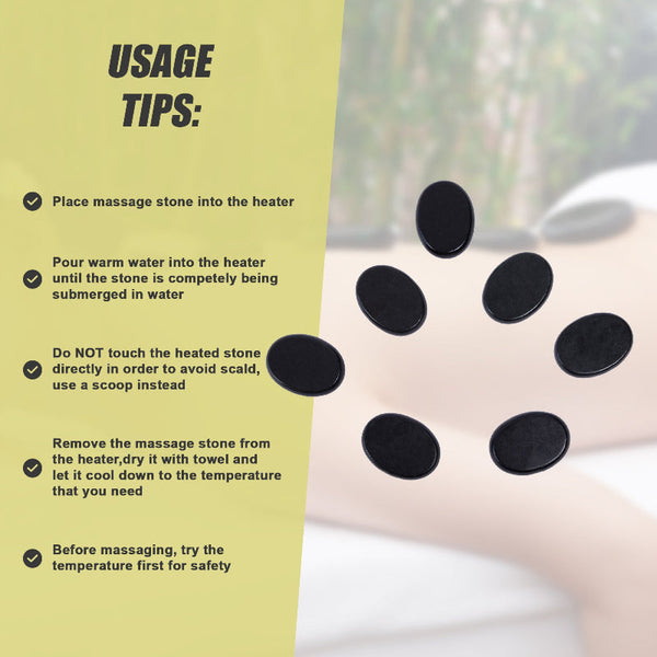 12Pcs Hot Massage Stone Basalt Stones Kit Set Rock Spa Oiled Tool Massage Stones