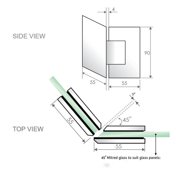 100Cm Frameless Diamond Shower Screen With White Brackets And Ss Hinges Shower Enclosures