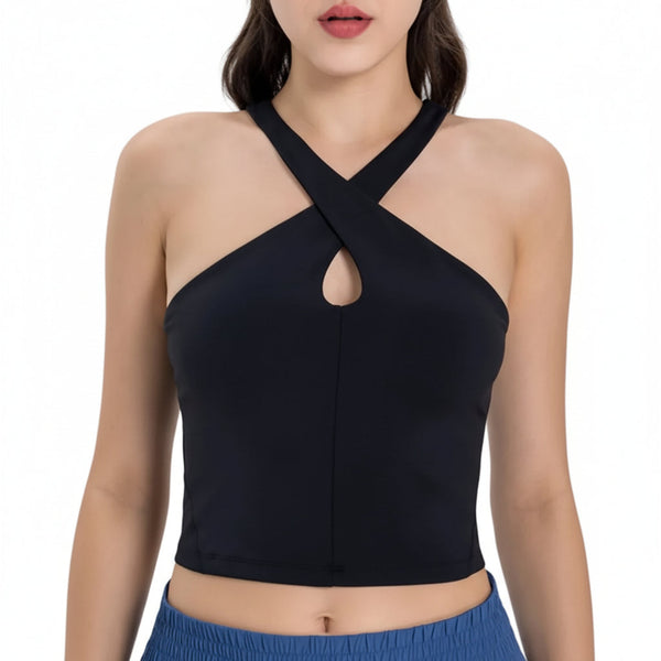 Crisscross Grecian Neck Active Cami Activewear Tops