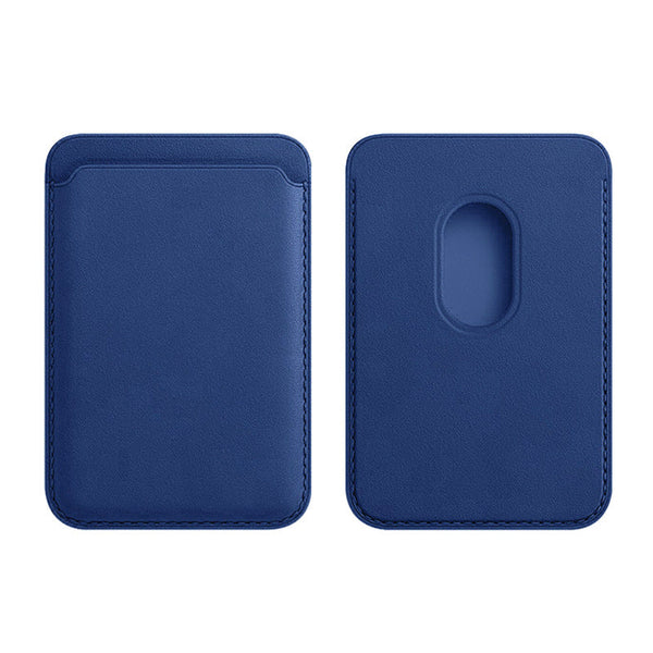 Magnetic Leather Card Holder Compact Slim Design Secure Solid Colour Wallets
