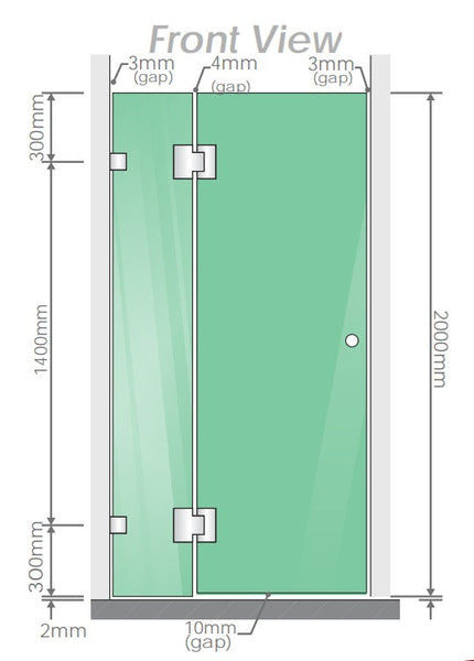 100X80cm Corner Frameless Shower Screen With Gunmetal Brackets And Ss Hinges Shower Enclosures