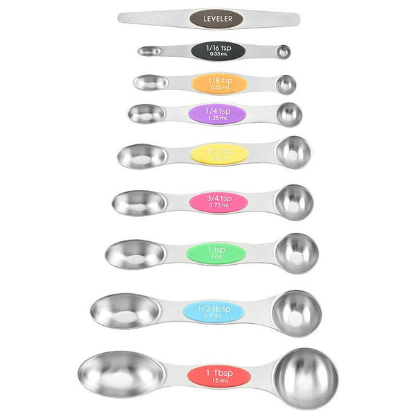 Kitchen Stainless Steel Mag Netic Suction Double Head Measuring Spoon 8 Set Measuring Cups Jugs & Spoons