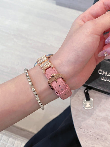 Irregular Rhinestone Embellished Leather Strap For Apple Watch 4/5/6/7/8/9/S10 Band Watch Bands