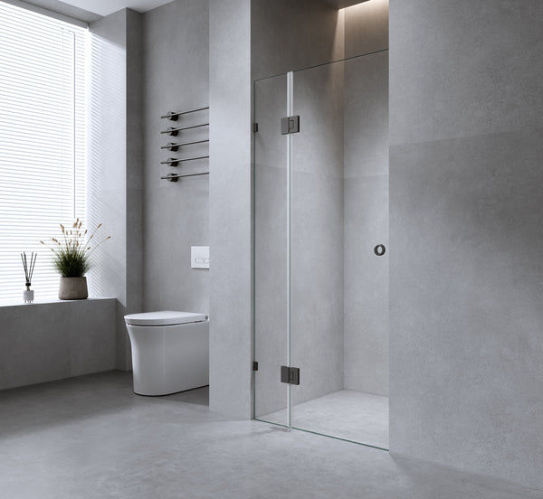 120Cm Wall To Frameless Shower Screen With Gunmetal Brackets And Brass Hinges Shower Enclosures