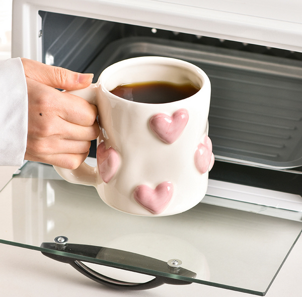 Peach Heart Ceramic Cup High Beauty Pink Girl Mug Couple Water Home Coffee Mugs