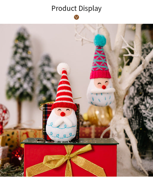 Christmas Decoration Cartoon Striped Pom Hanging Ornament Pointed Hat Old Man Head Tree Seasonal Decorations