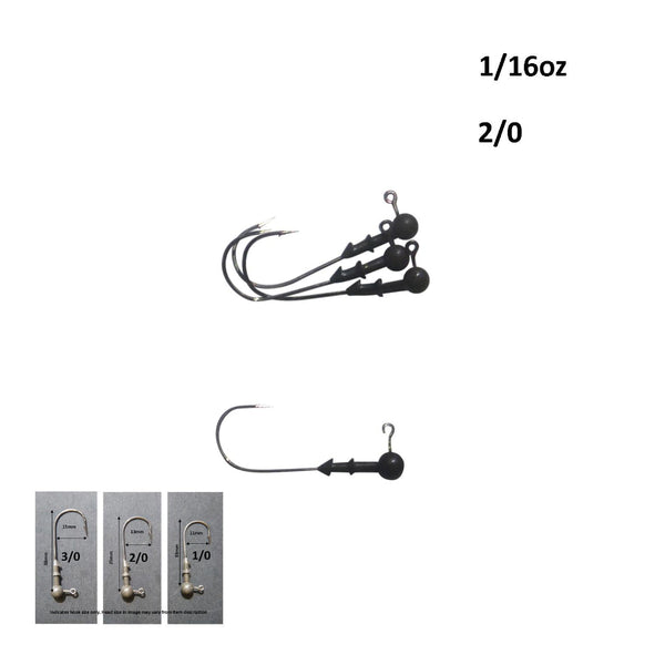 Vike 1/16 Oz Round Tungsten Jig Head Size 2/0 Hook 4 Pack Baits & Lures