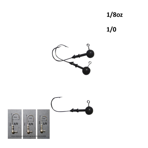 Vike 1/8 Oz Round Tungsten Jig Head Size 1/0 Hook 3 Pack Baits & Lures