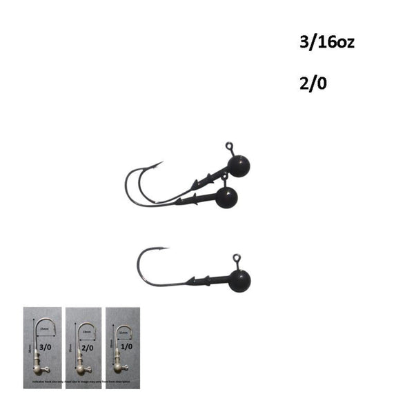 Vike 3/16 Oz Round Tungsten Jig Head Size 2/0 Hook Pack Baits & Lures