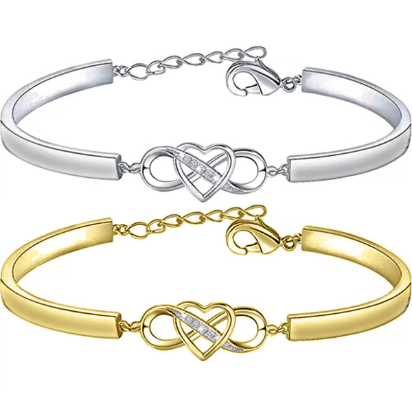 Veile Studios Infinity Heart Bracelet Bangle Crystal Love Forever Symbol Charm Bracelets