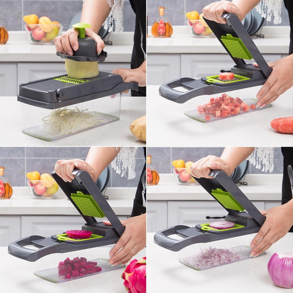 12In1 Manual Vegetable Chopper Kitchen Gadgets Food Onion Cutter Slicer Choppers
