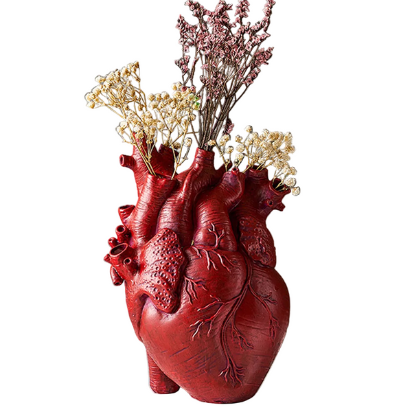 Heart Shaped Flower Vase Resin Ornament Desktop Living Room Plant Pot Table Decoration Craft Vases