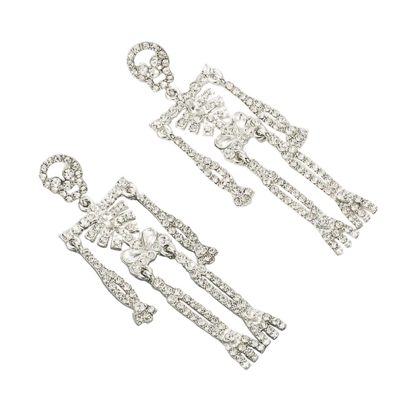 & American Style Skull Skeleton Rhinestone Drop Earrings