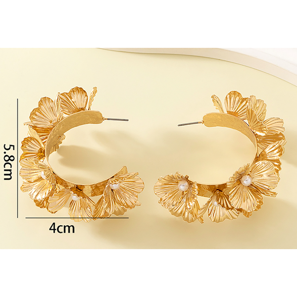 Veile Studios Multi Layered Flower C Shaped Alloy Baked Paint Fashion Accessories Earrings