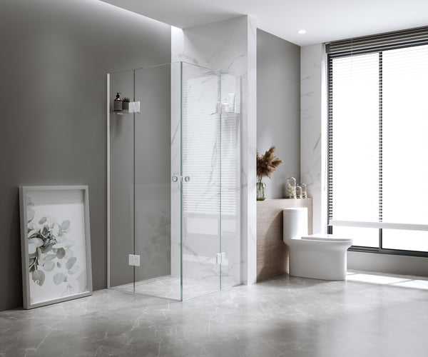 100X100cm Double Door Corner Shower With Chrome Channels And Ss Hinges Shower Doors